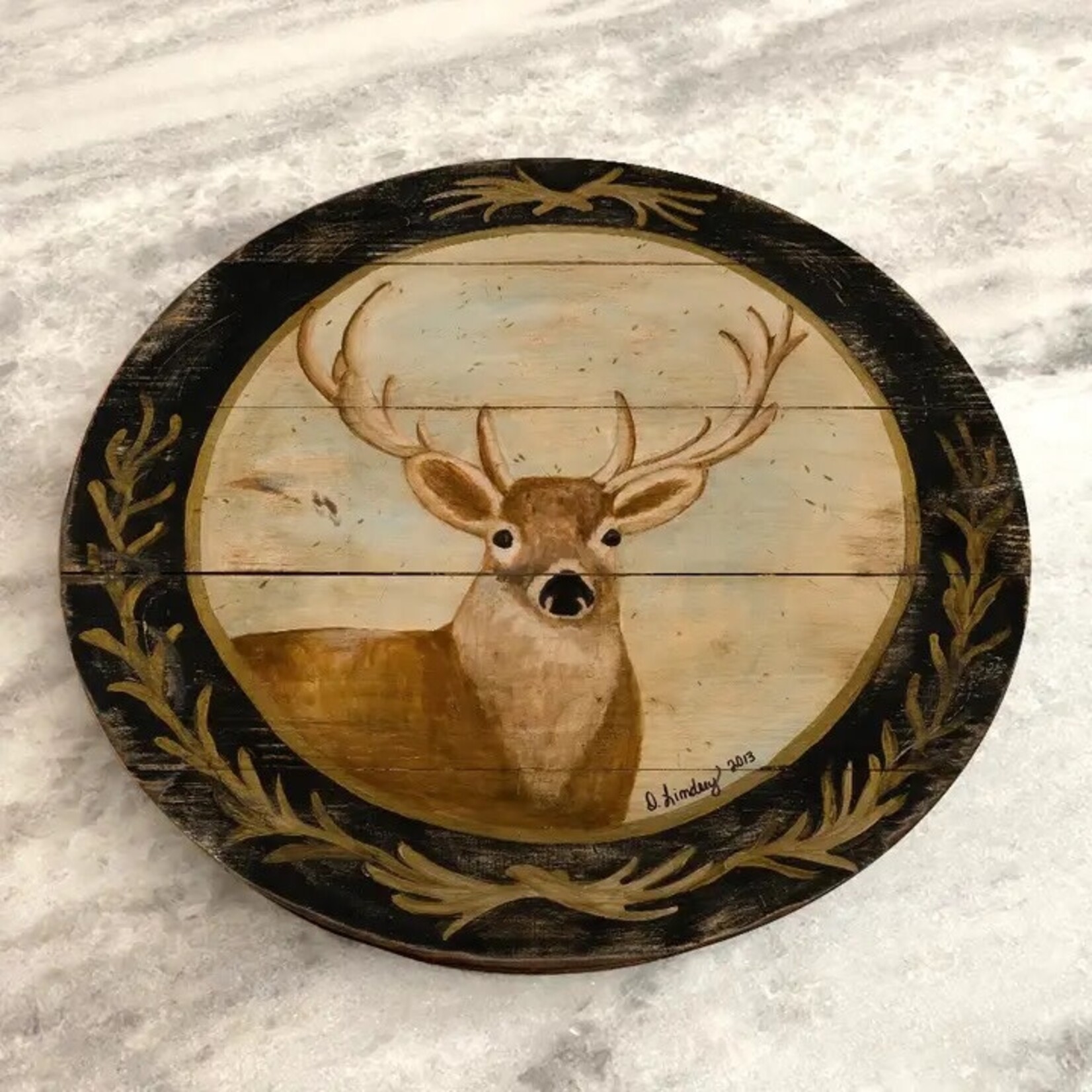 Darrellene Designs, LLC Deer with Black Border Lazy Susan 23" round