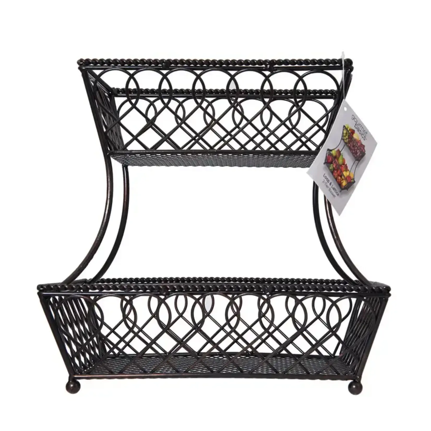 Fitz and Floyd® Mikasa® Pfaltzgraff® 2 Loop Lattice Rect Tier Basket