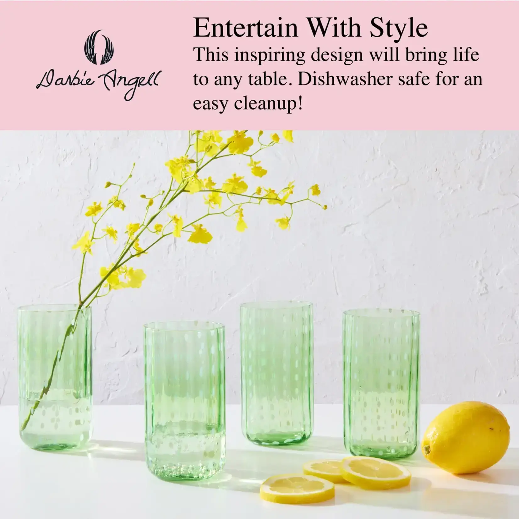 Fitz and Floyd® Mikasa® Pfaltzgraff® Darbie Angell Dappled Cloud HighBall Seafoam S/4