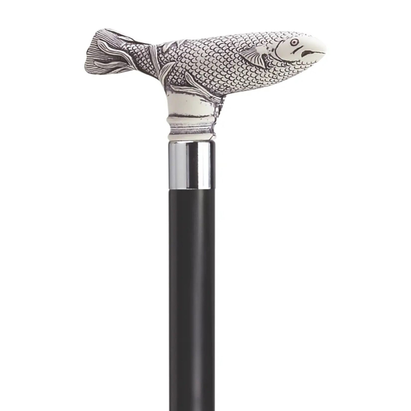 Harvy Canes Antique Scrimshaw Fish Derby Handle Black