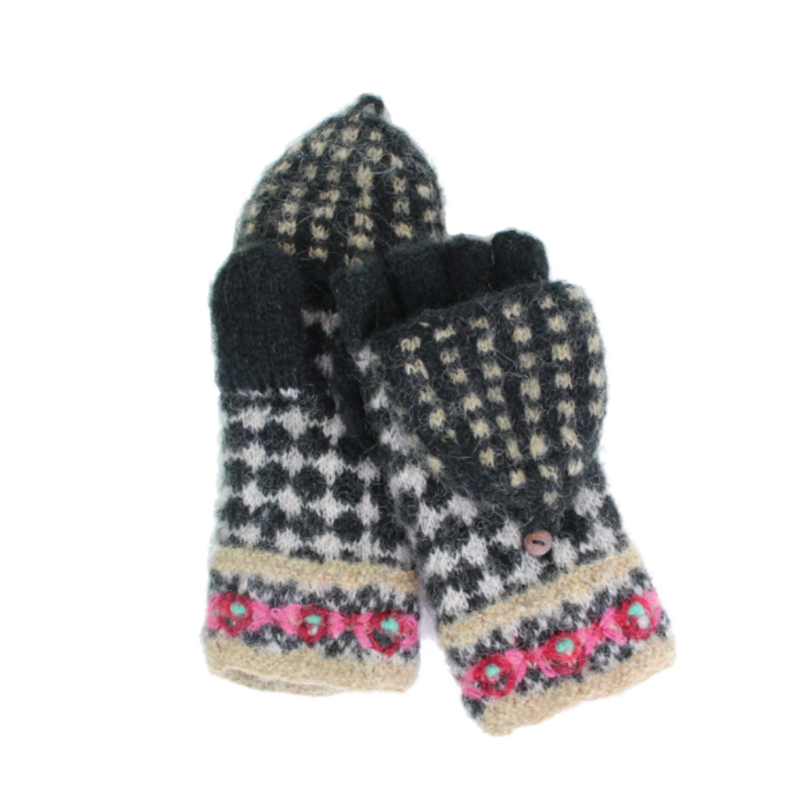 French Knot Black Rita Convertible Mitten