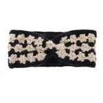 French Knot Black Floral Trim Headband