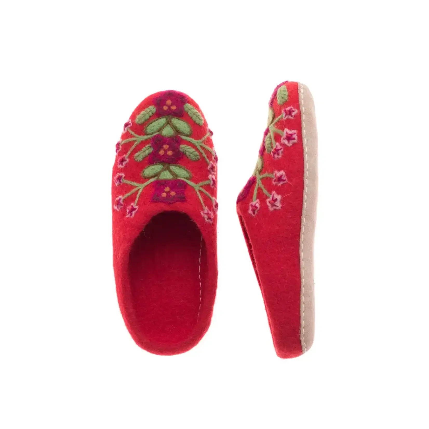 French Knot Red / Small Secret Garden Slippers