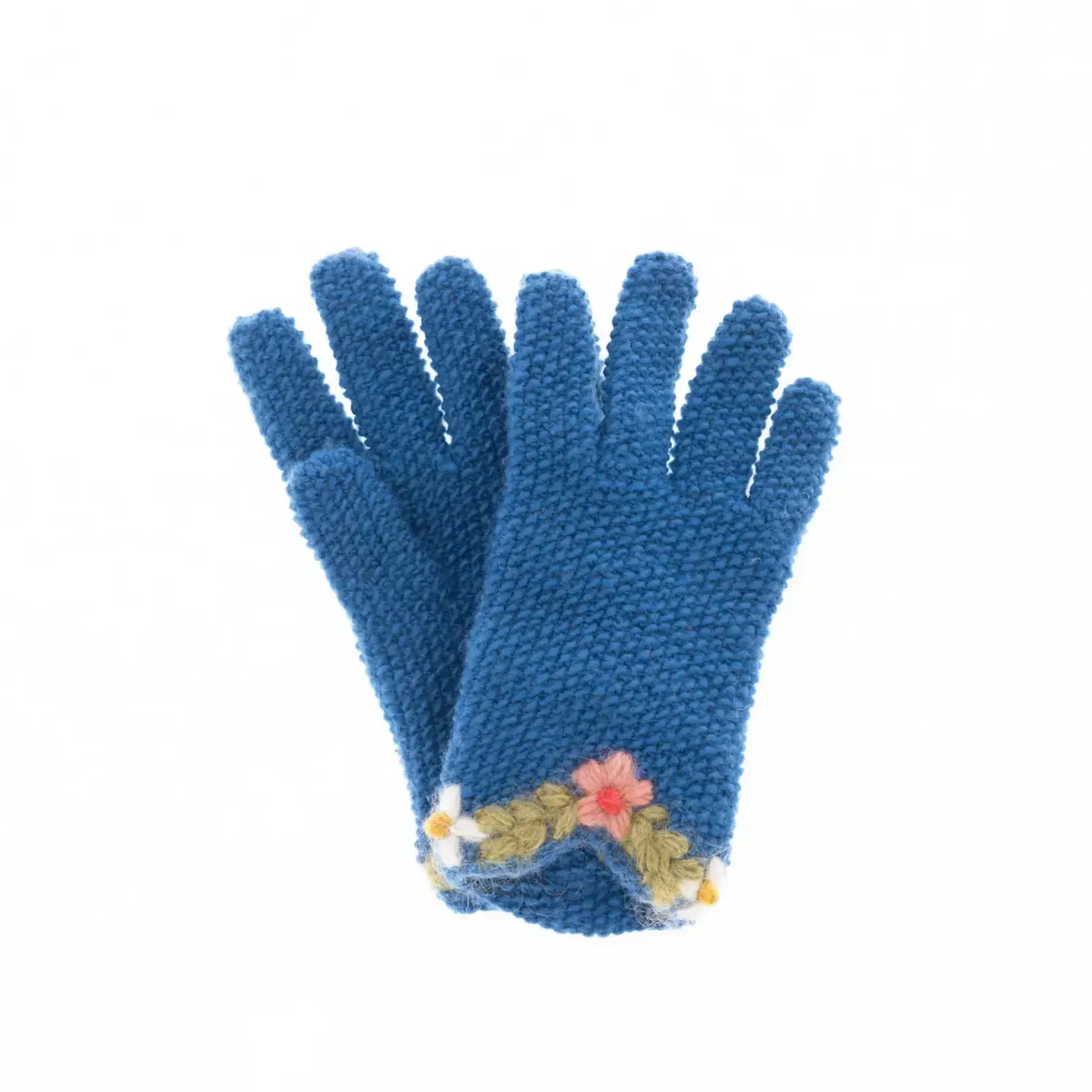 French Knot Blue Eleanor Gloves