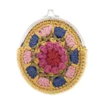 French Knot Yellow Crochet Clasp Pouch
