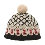 French Knot Black Vintage Chalet Women's Wool Beanie