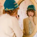 French Knot Teal Lady Rose Cloche