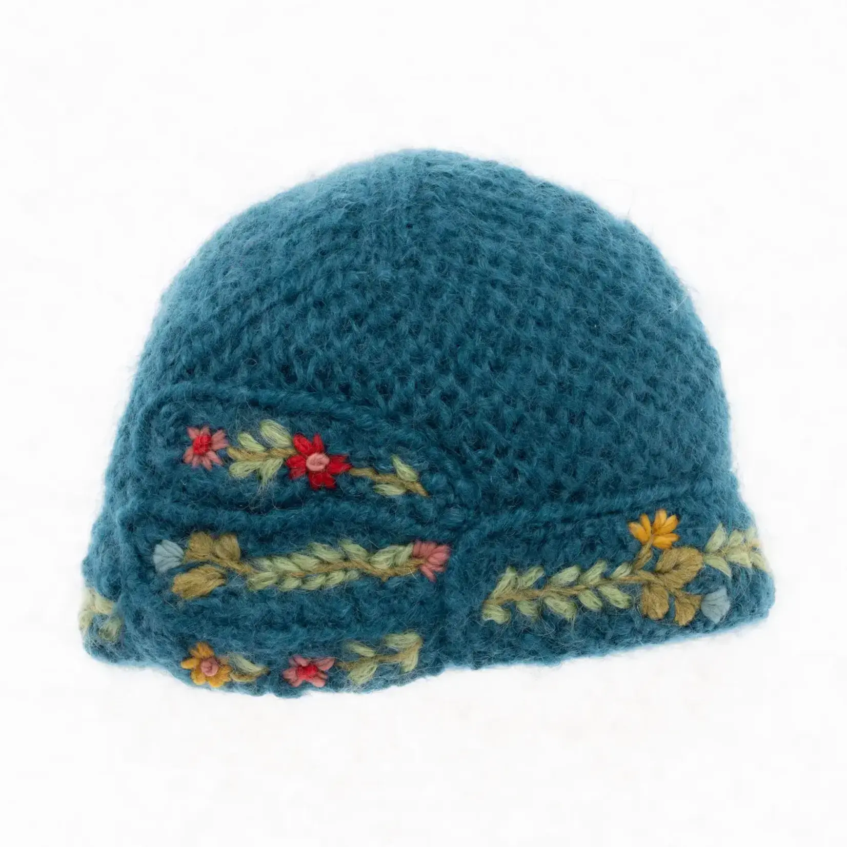 French Knot Teal Lady Rose Cloche