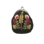 French Knot Black Meadow Clasp Pouch
