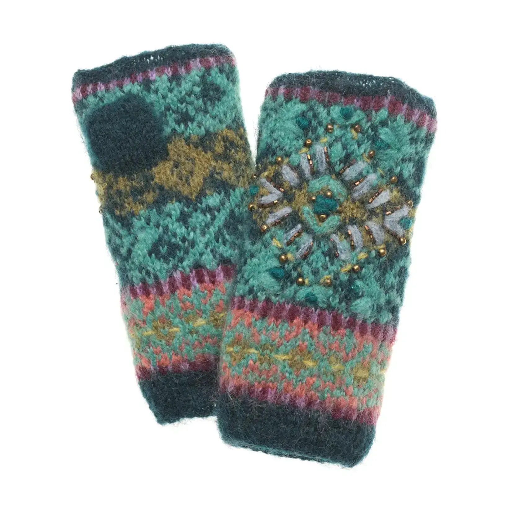French Knot Teal Cozy Fairisle Handwarmer