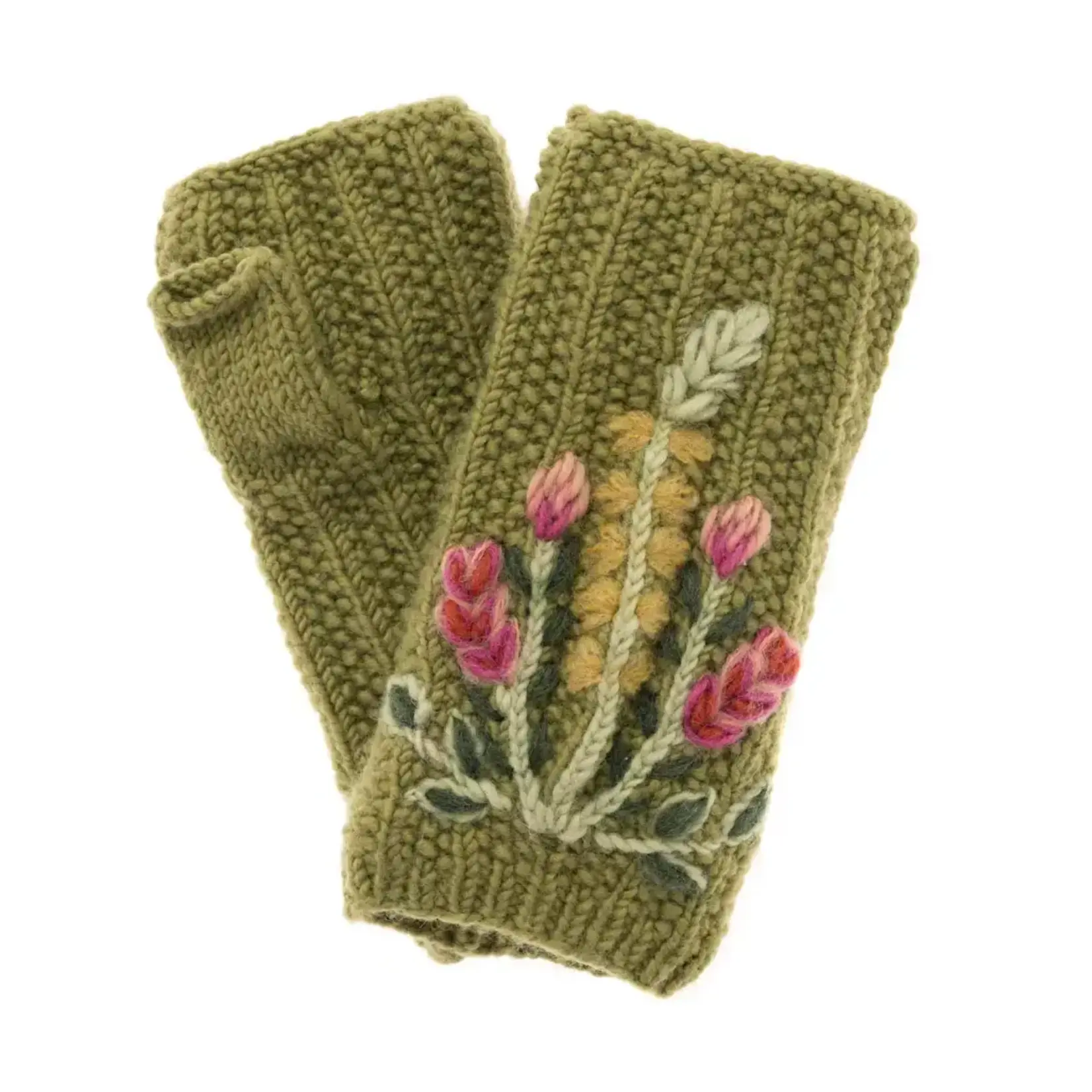 French Knot Green Meadow Handwarmer