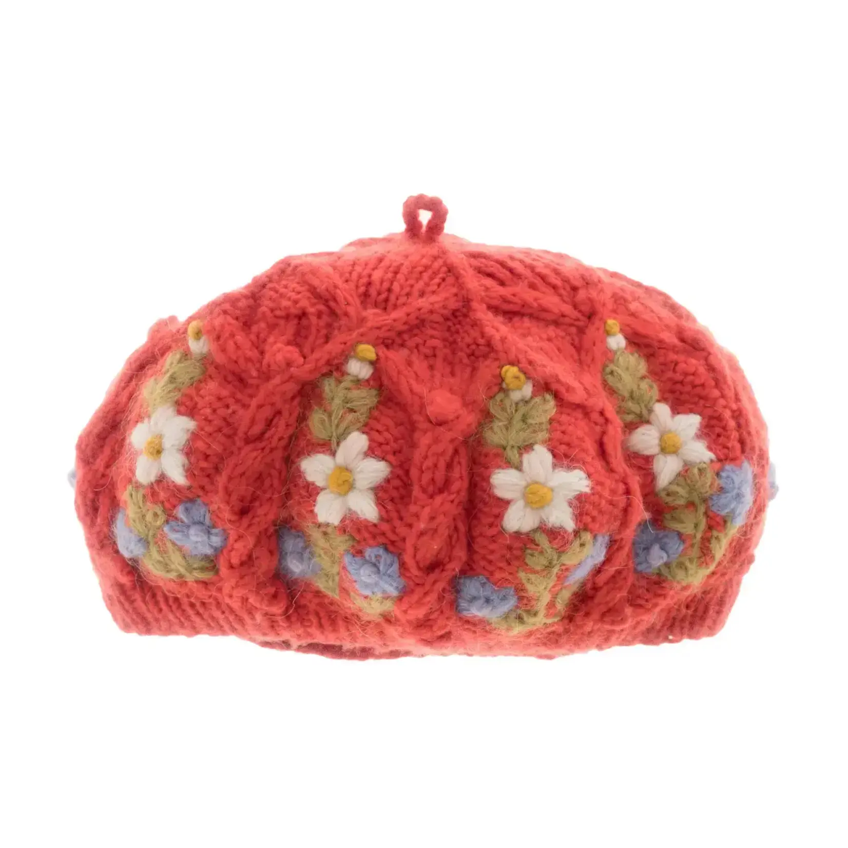 French Knot Red Eleanor Beret