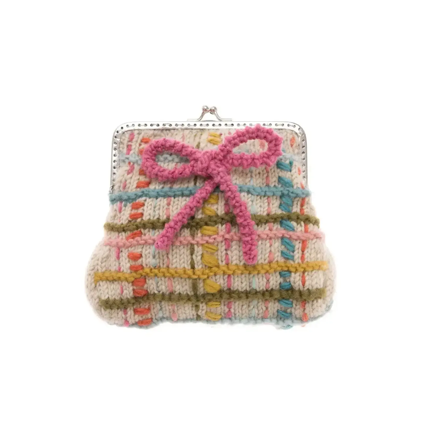 French Knot Plaid Clasp Pouch