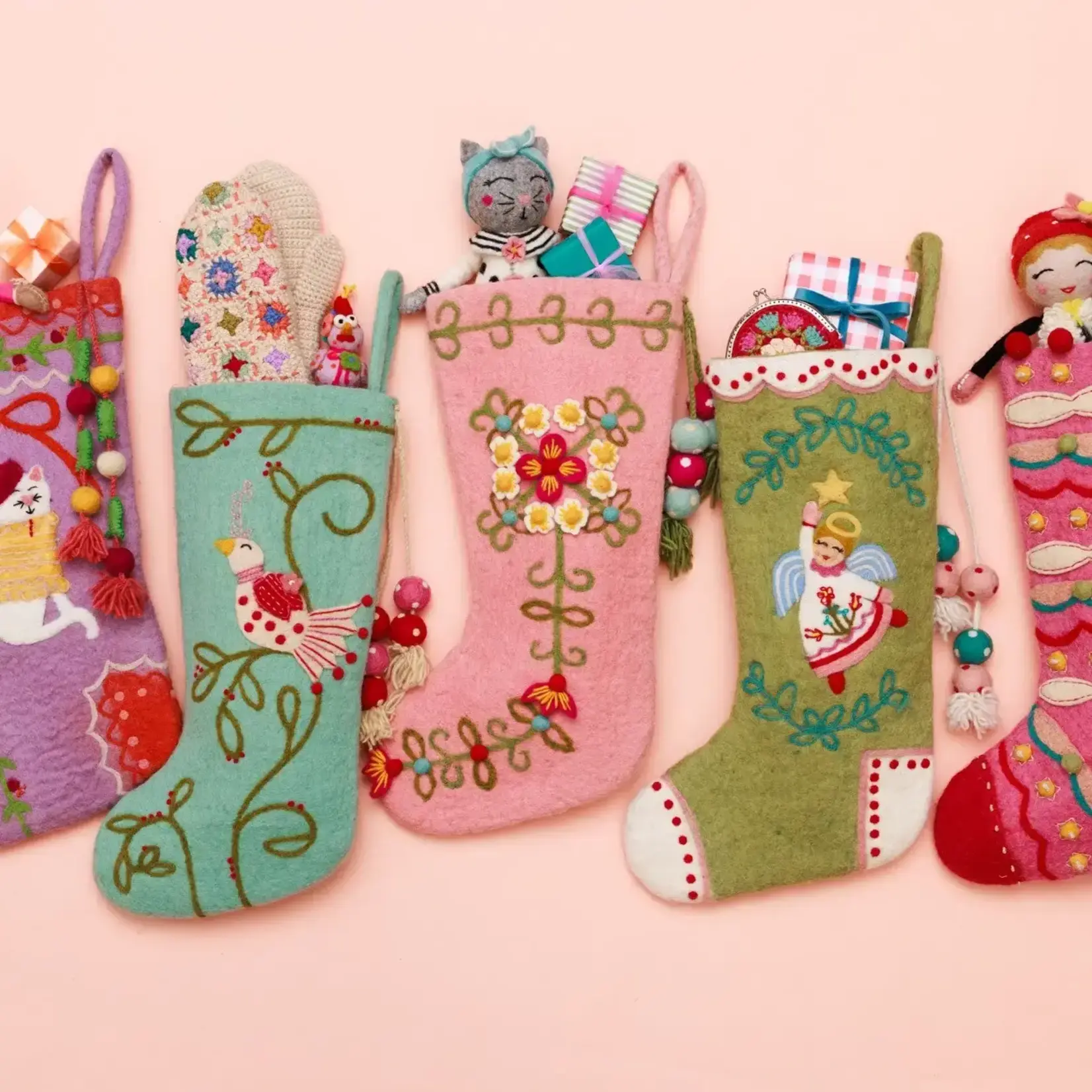 French Knot Light Pink Meadow Stocking