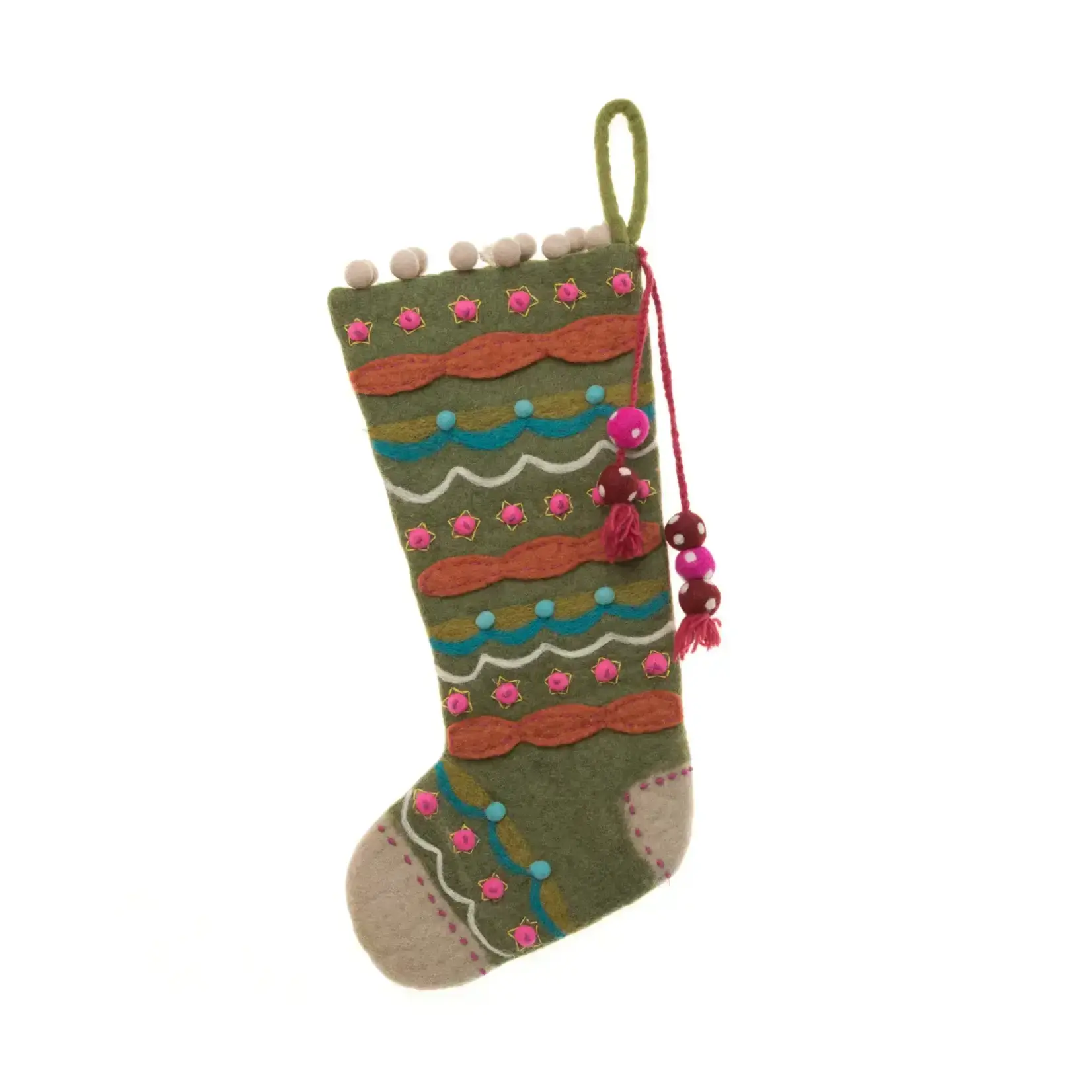 French Knot Evergreen Stocking