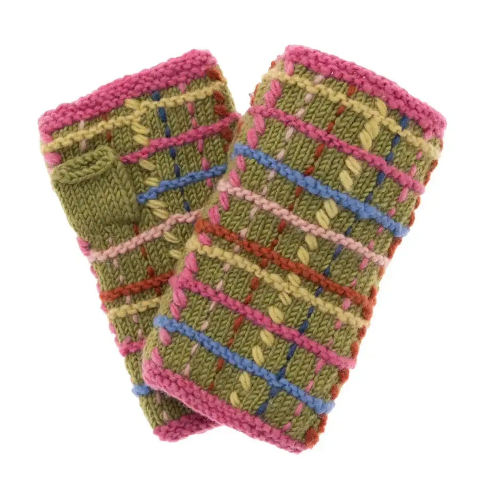 French Knot Green Tate Plaid Handwarmer