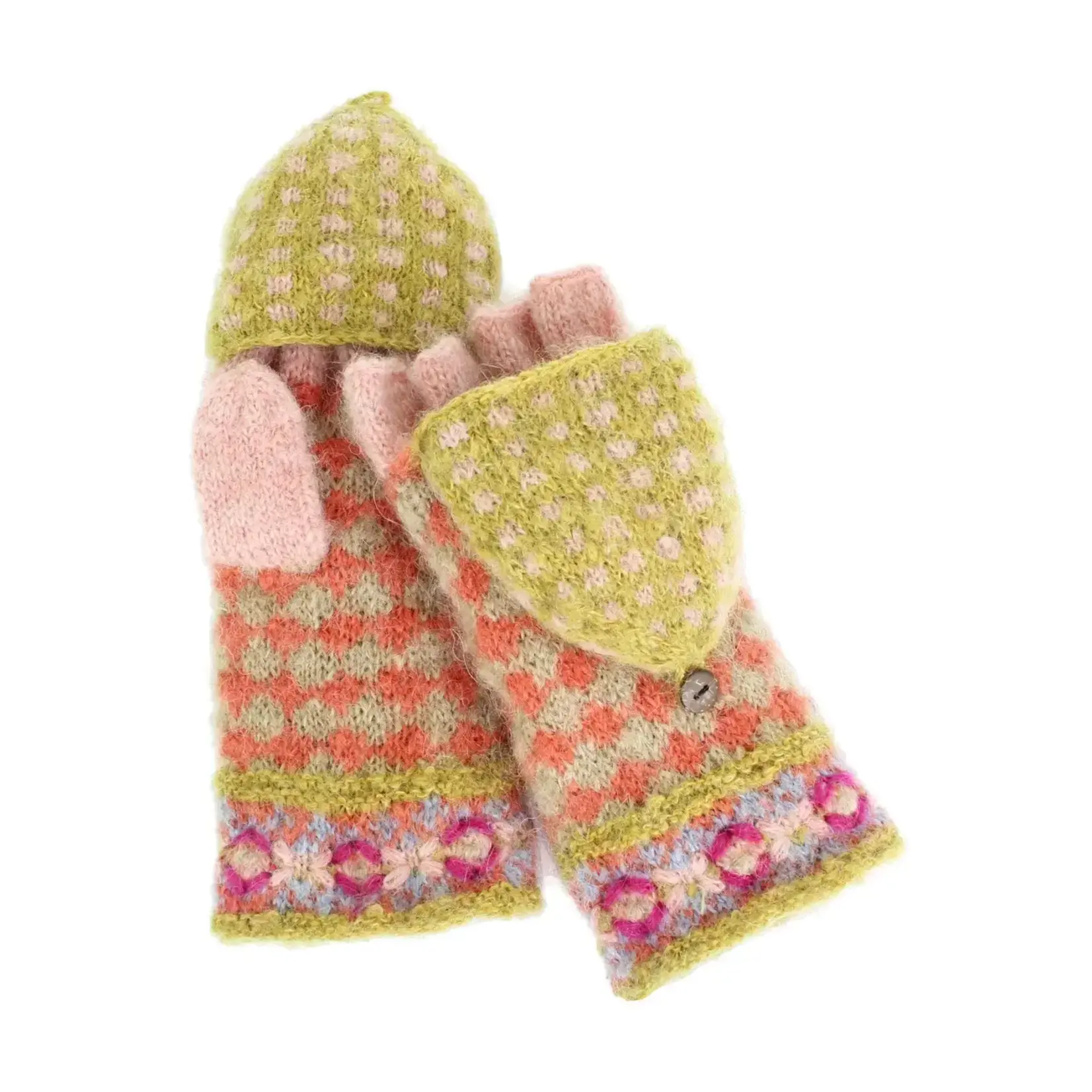 French Knot Peach Rita Convertible Mittens