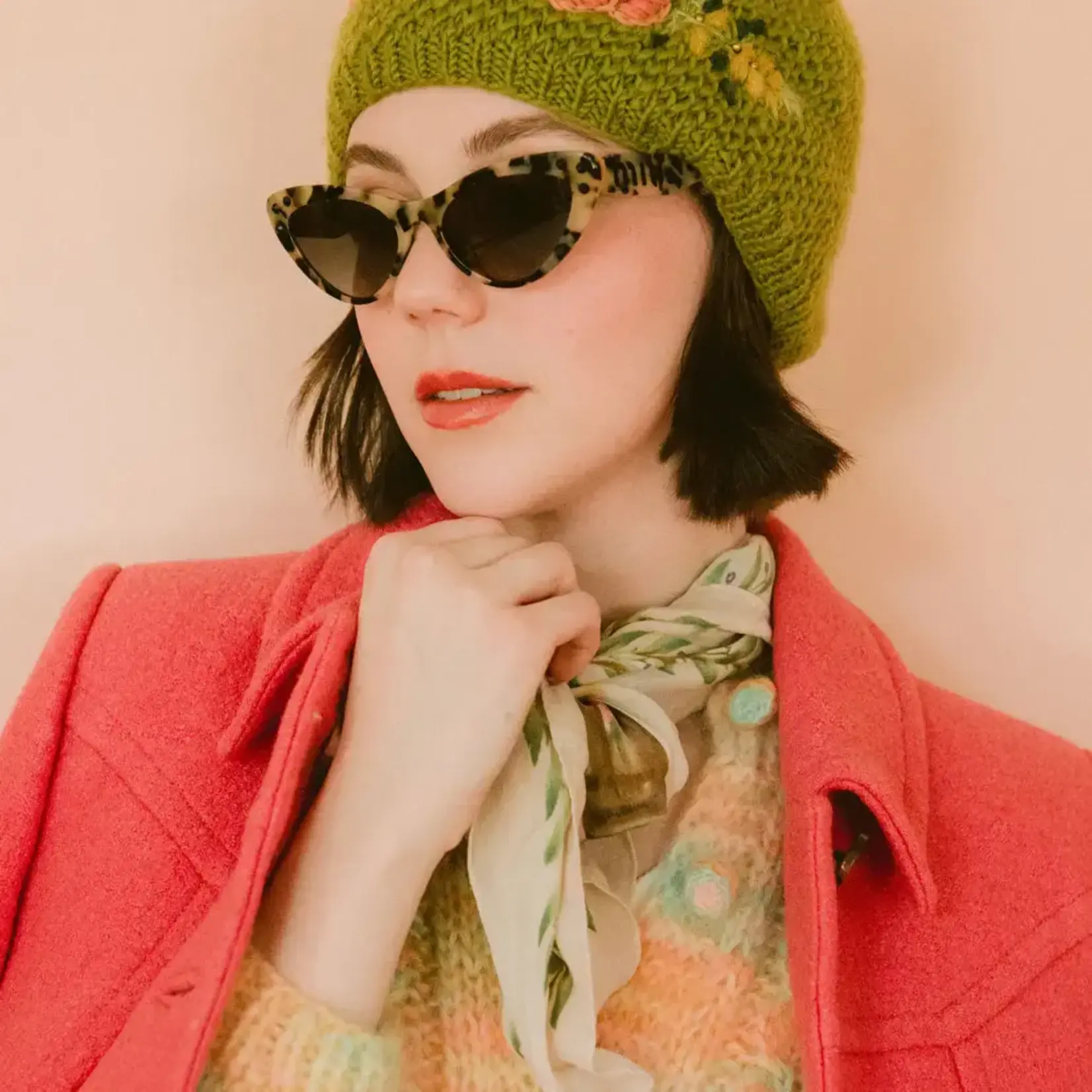 French Knot Green Josephine Cloche