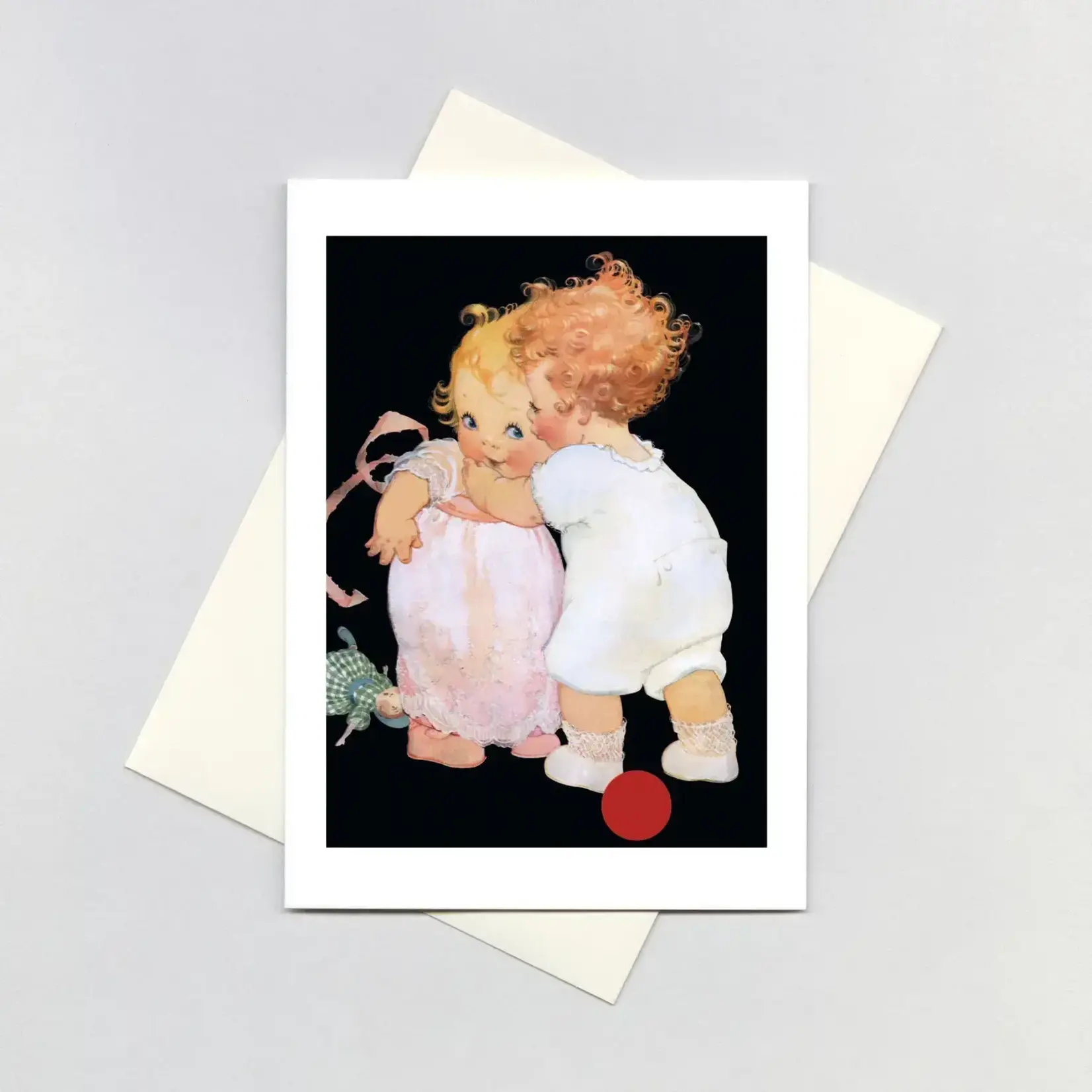 Laughing Elephant Two Babies Embracing - Friendship Card