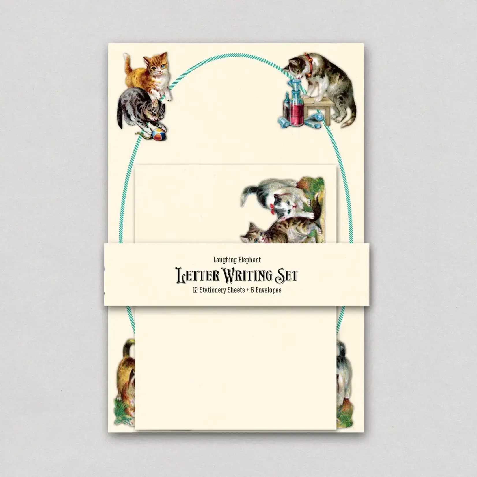 Laughing Elephant Kittens at Play - Letter Writing Set