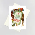 Laughing Elephant Circus Giraffe - Birthday Card