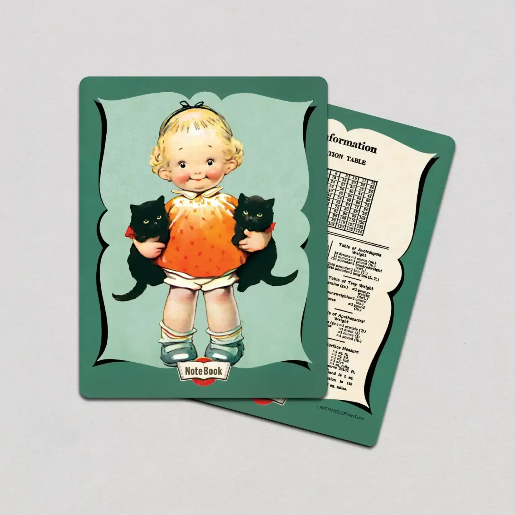 Laughing Elephant Little Girl Holding Black Kittens - Fan Favorite Notebook