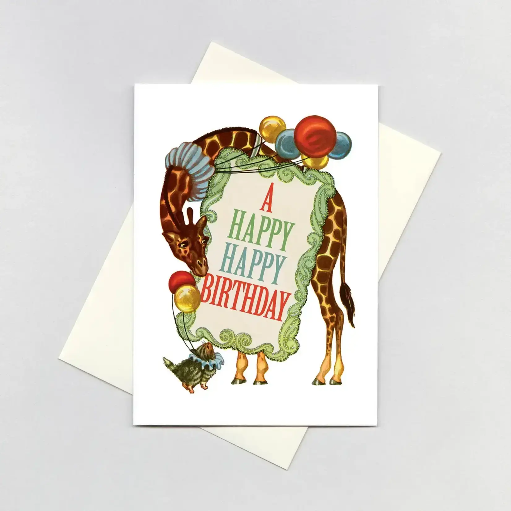 Laughing Elephant Circus Giraffe - Birthday Card