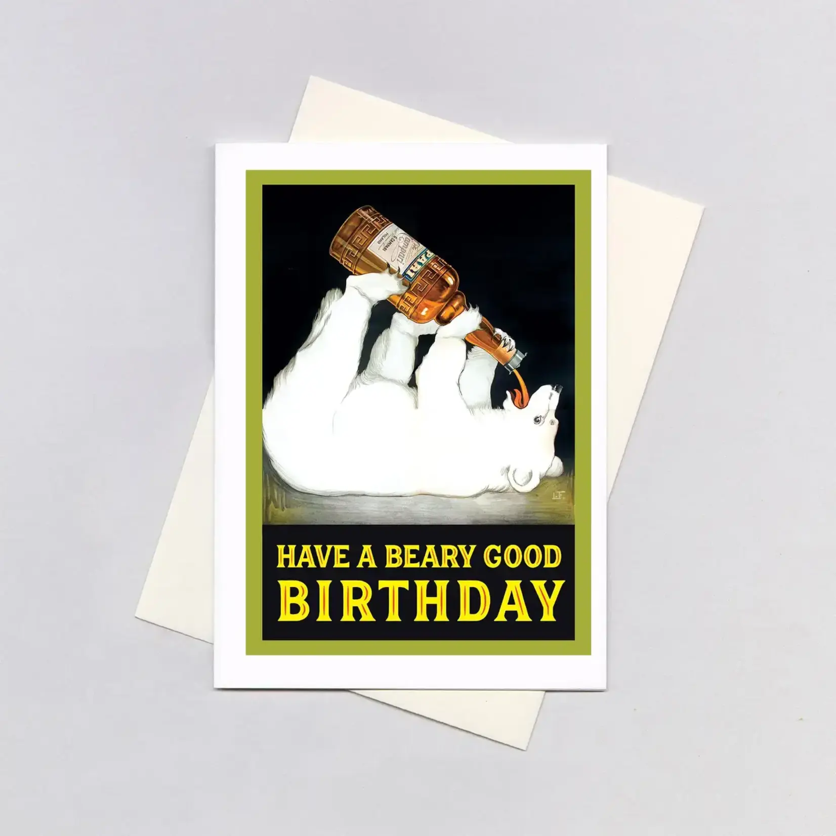 Laughing Elephant Bear with a Bottle - Birthday Greeting Card