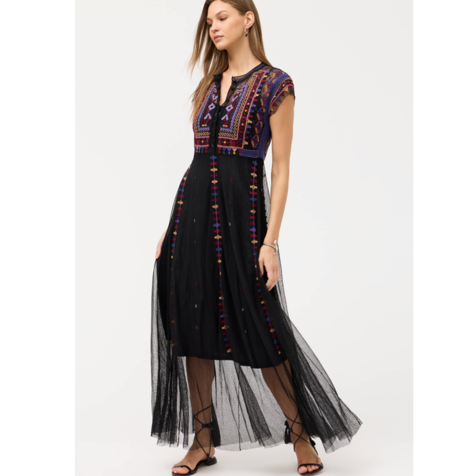 Johnny Was APOLONIA BLACK MESH DRESS