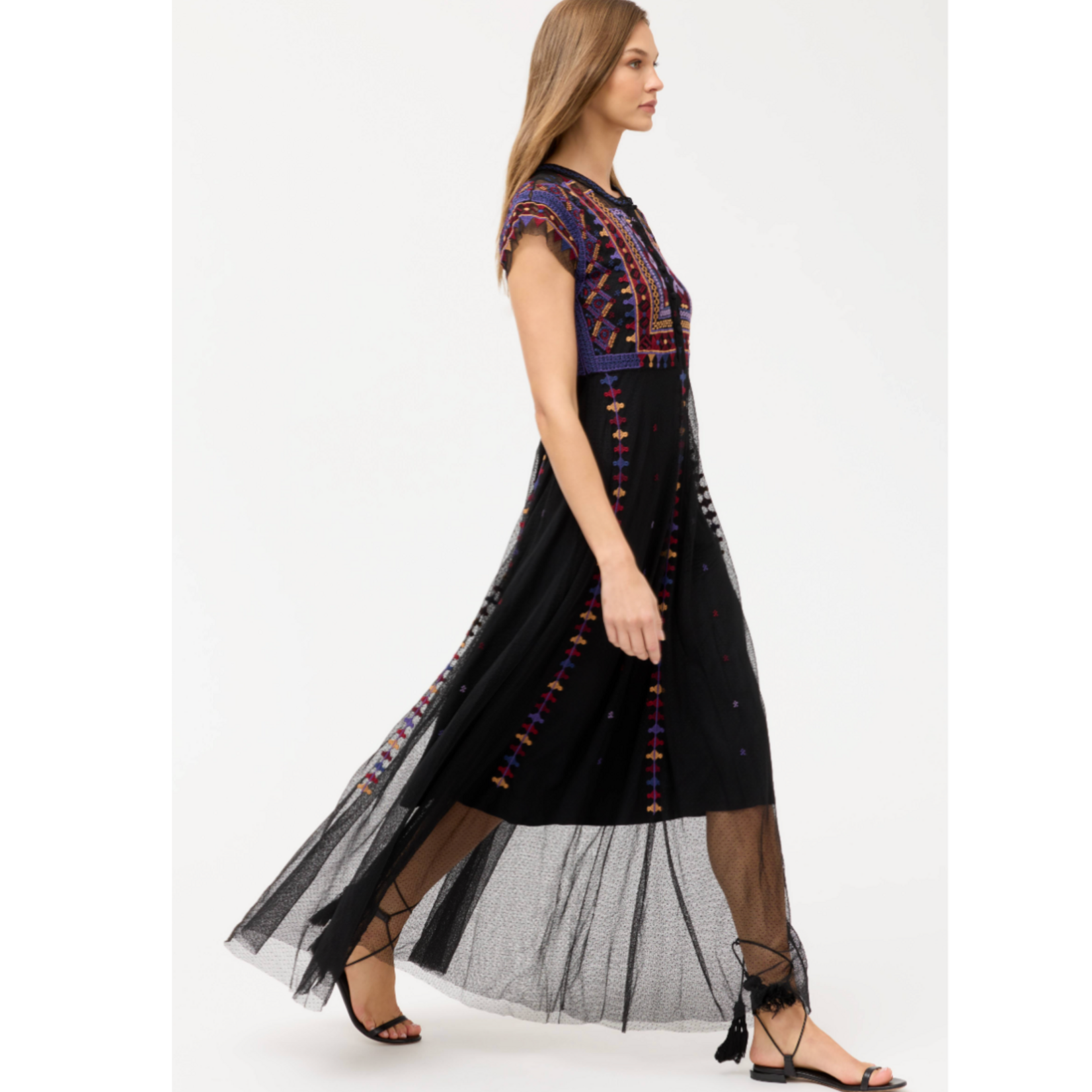 Johnny Was APOLONIA BLACK MESH DRESS