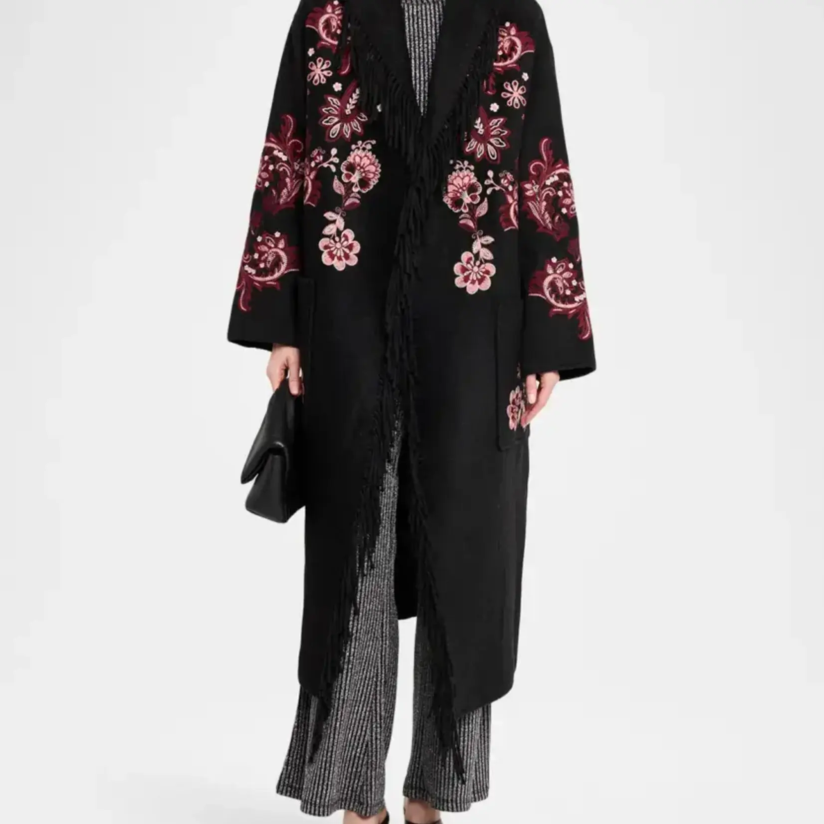 Johnny Was CHELLI CHARCOAL FRINGE COAT