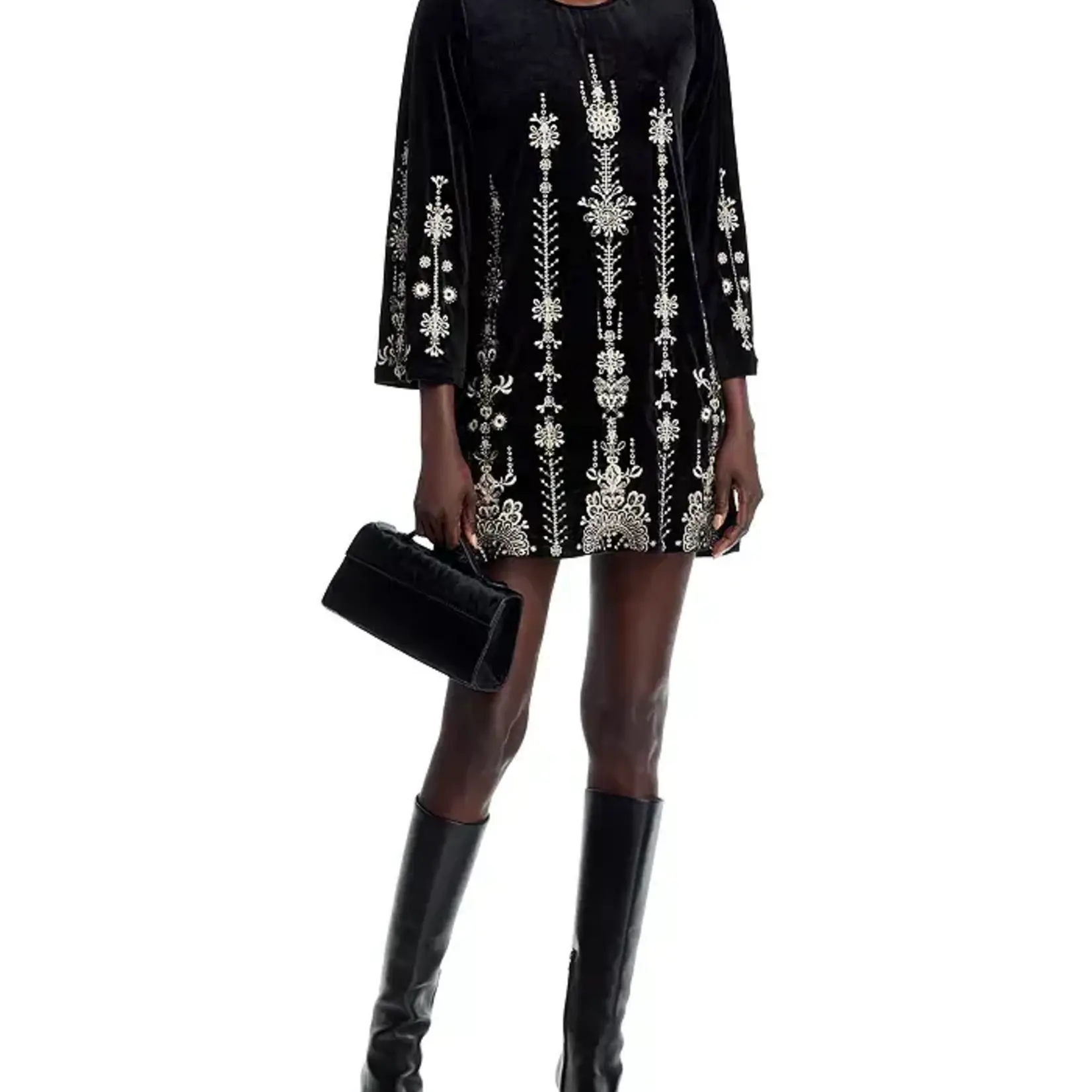 Johnny Was BOUNCE VELOUR KIMONO SLEEVE DRESS - MARIK