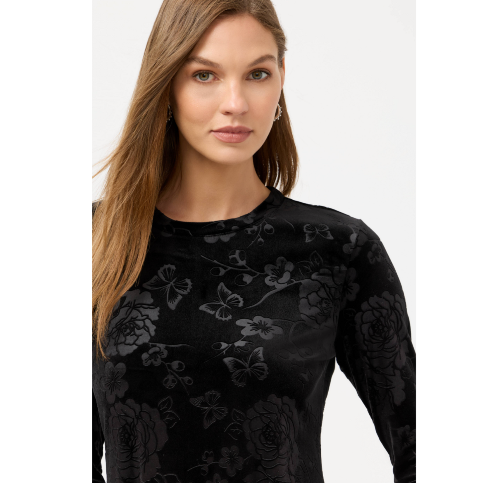 Johnny Was EMBOSSED STRETCH VELVET DRESS