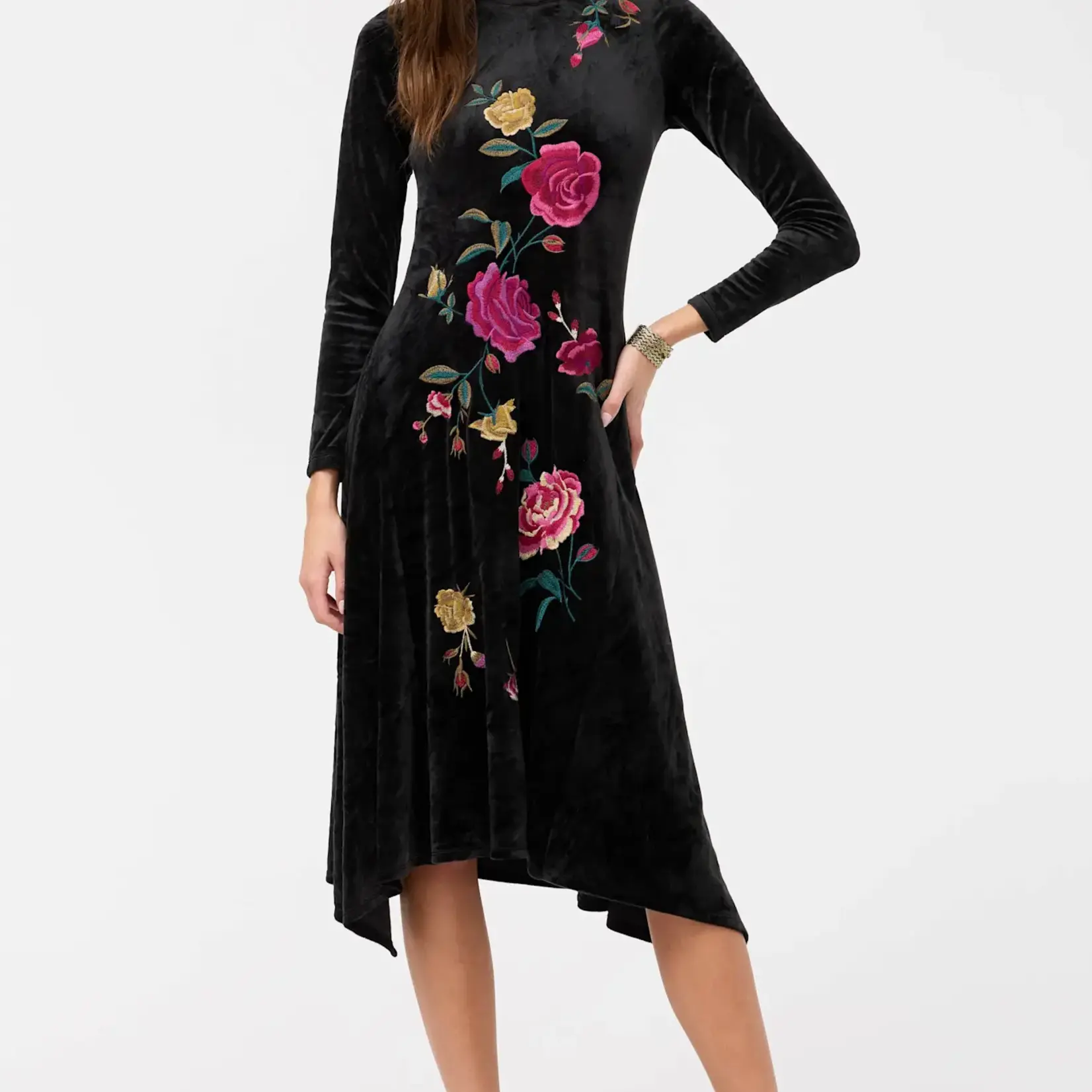 Johnny Was HANDKERCHIEF HEM VELOUR DRESS - ROSILIA