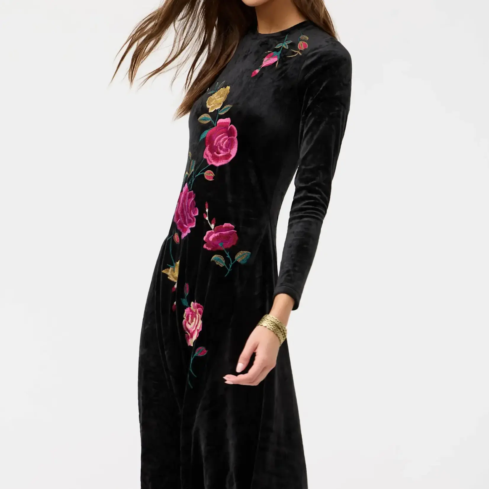 Johnny Was HANDKERCHIEF HEM VELOUR DRESS - ROSILIA