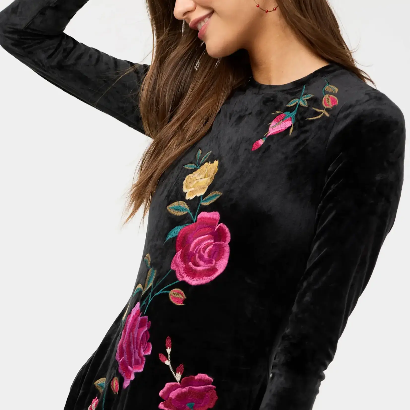 Johnny Was HANDKERCHIEF HEM VELOUR DRESS - ROSILIA