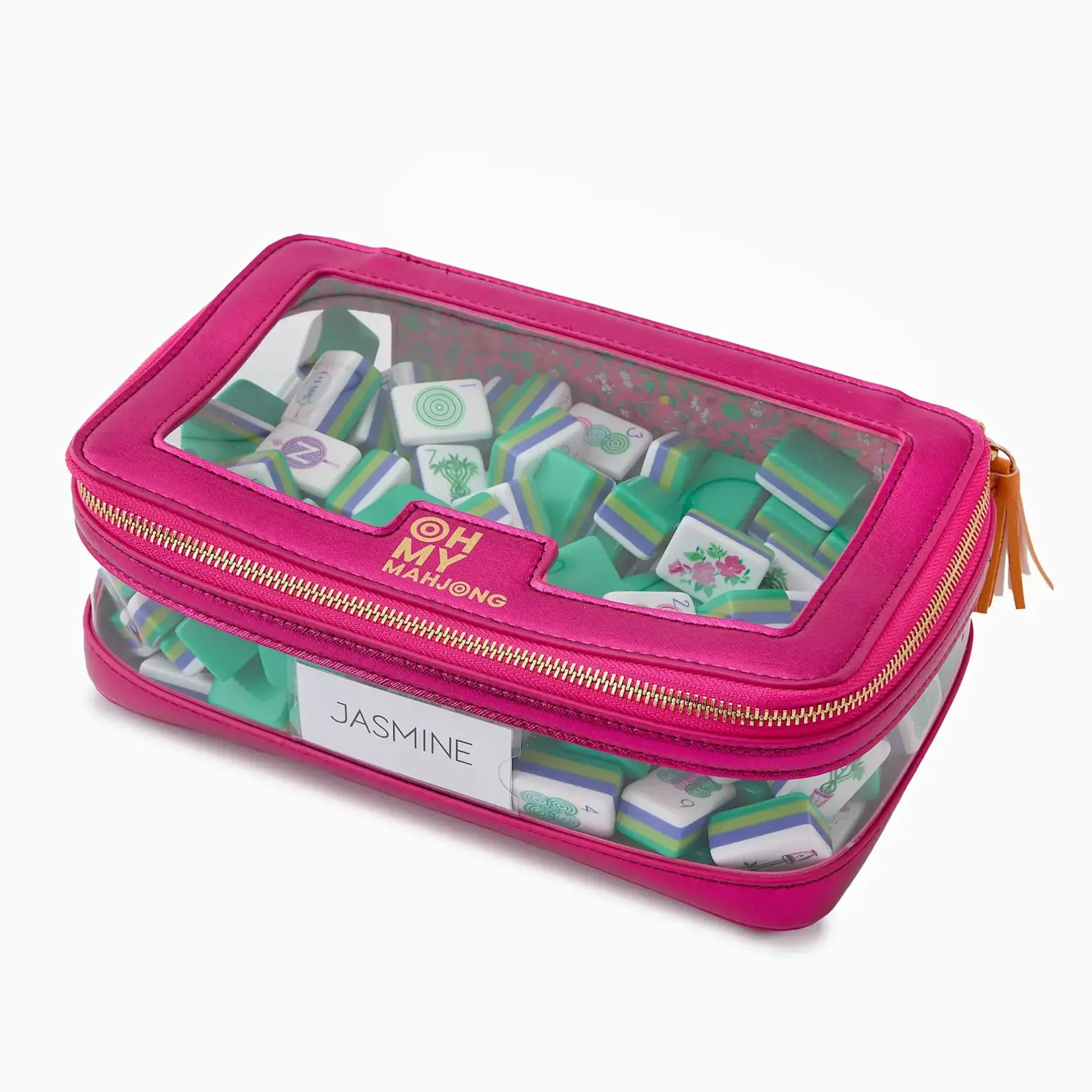 Oh My Mahjong Metallic Pink Tile Storage Bag