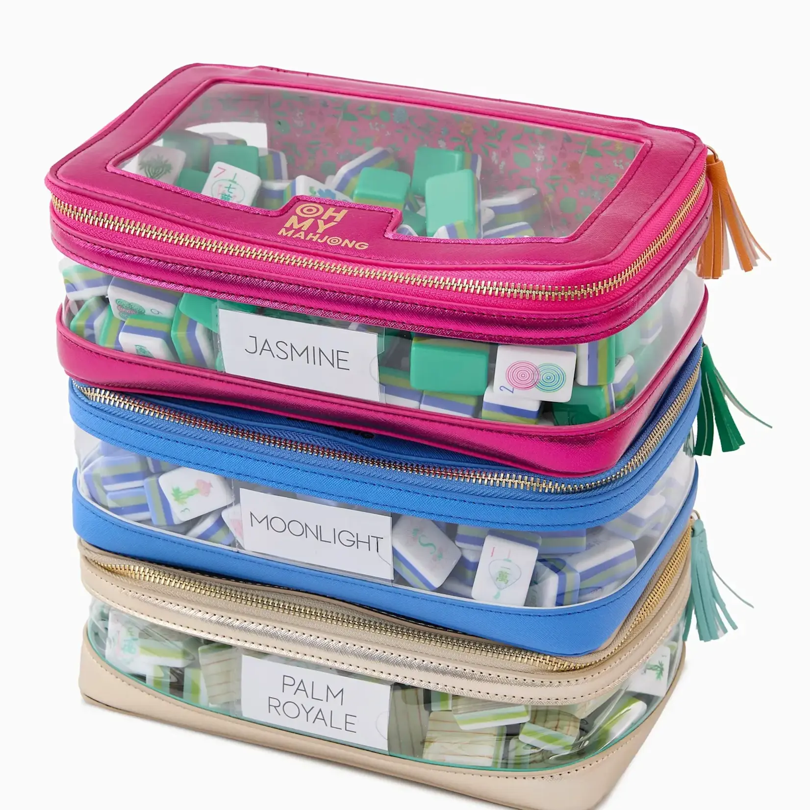 Oh My Mahjong Metallic Pink Tile Storage Bag