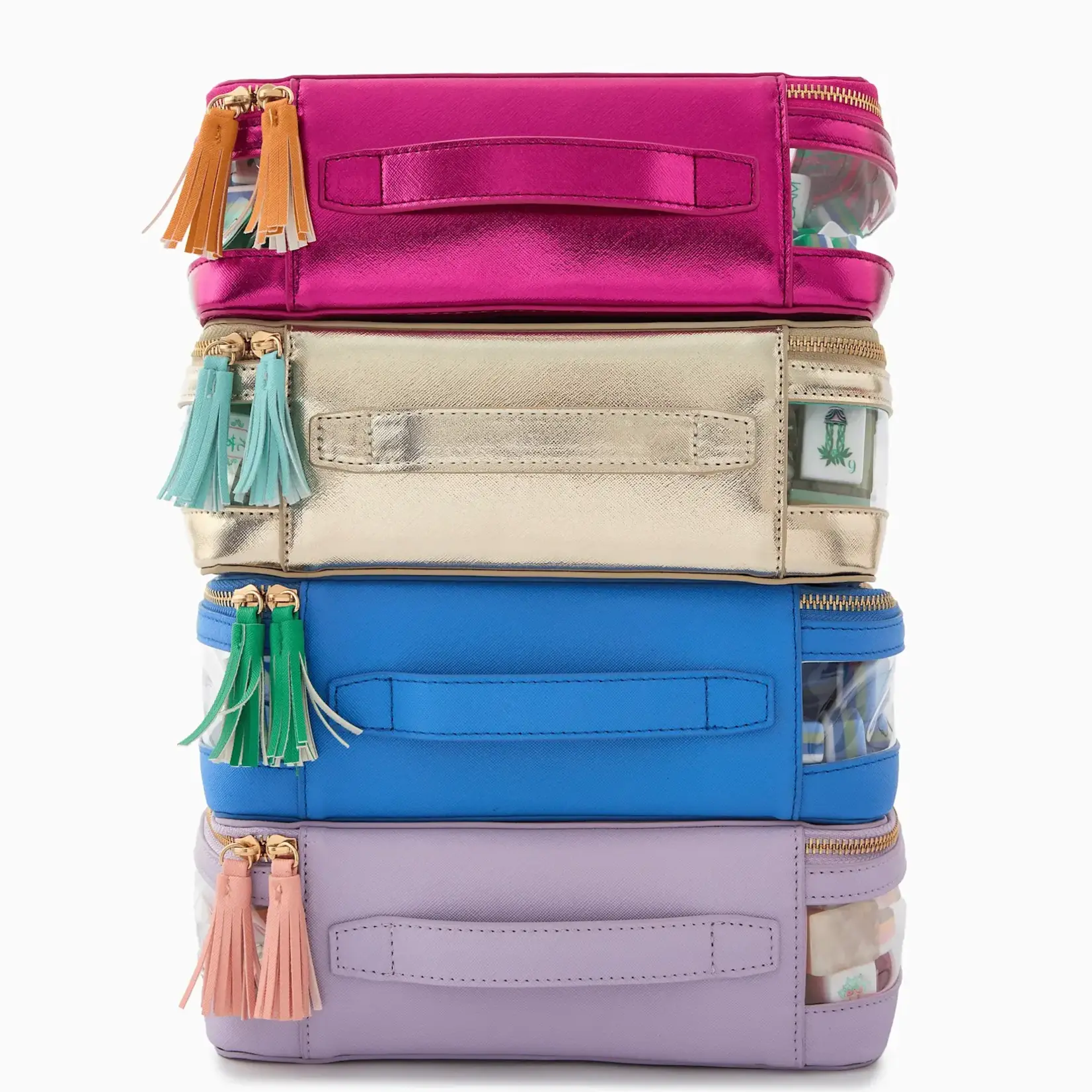 Oh My Mahjong Metallic Pink Tile Storage Bag