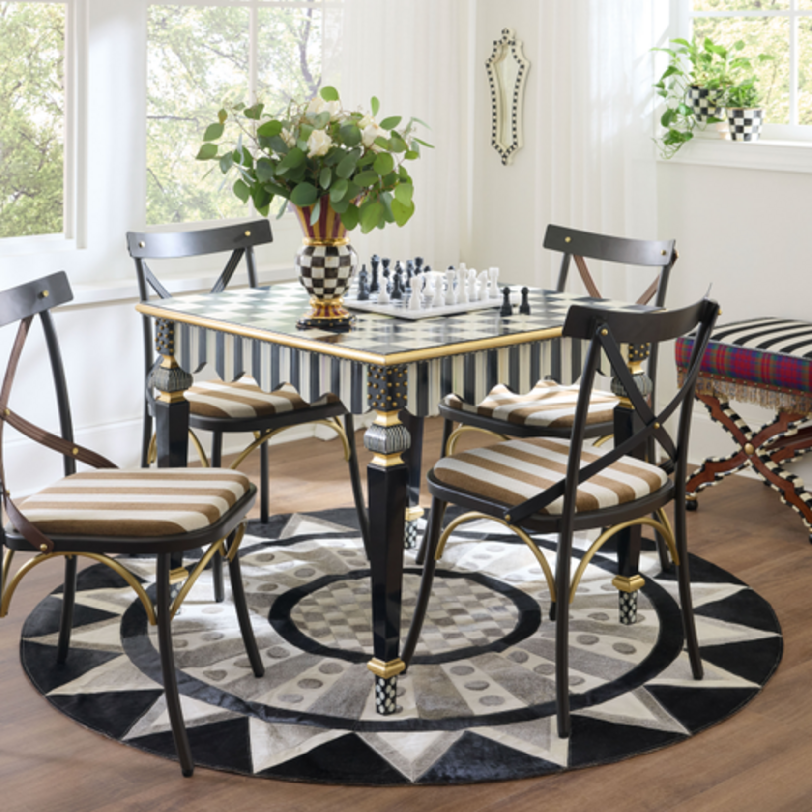 MacKenzie-Childs courtly check & stripe game table