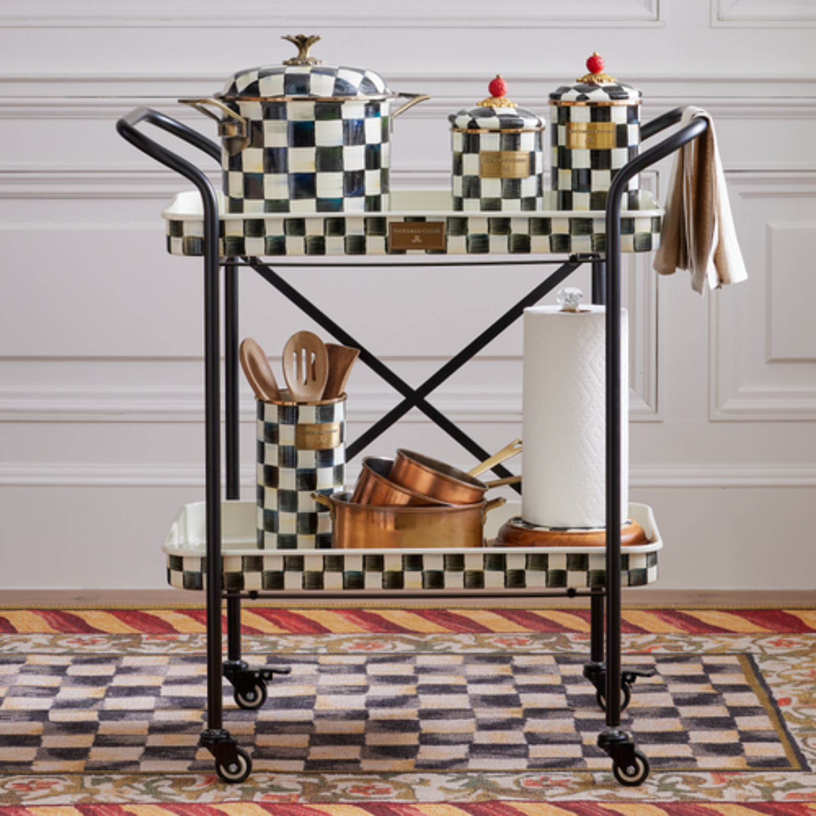 MacKenzie-Childs courtly check 2-tier kitchen cart