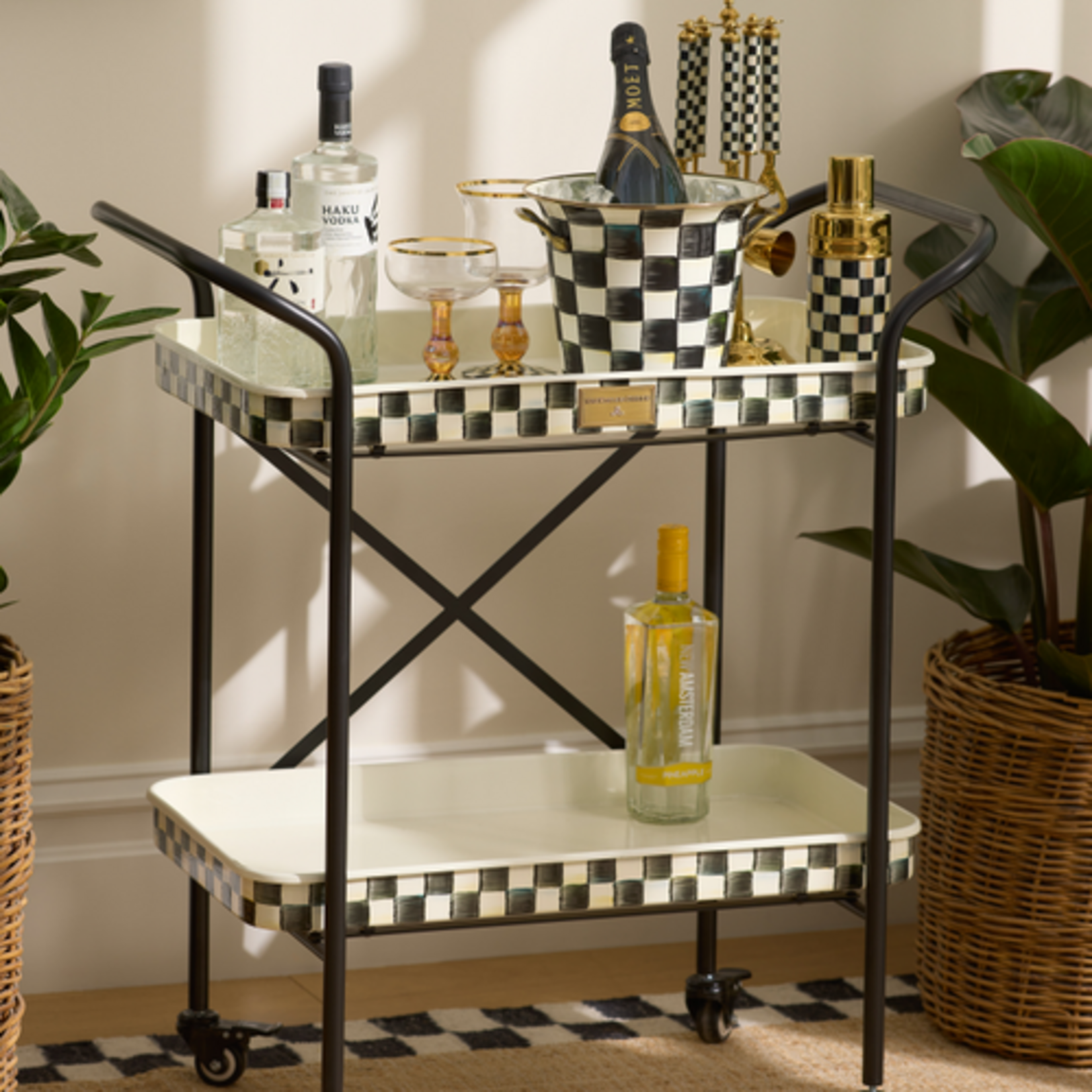 MacKenzie-Childs courtly check 2-tier kitchen cart
