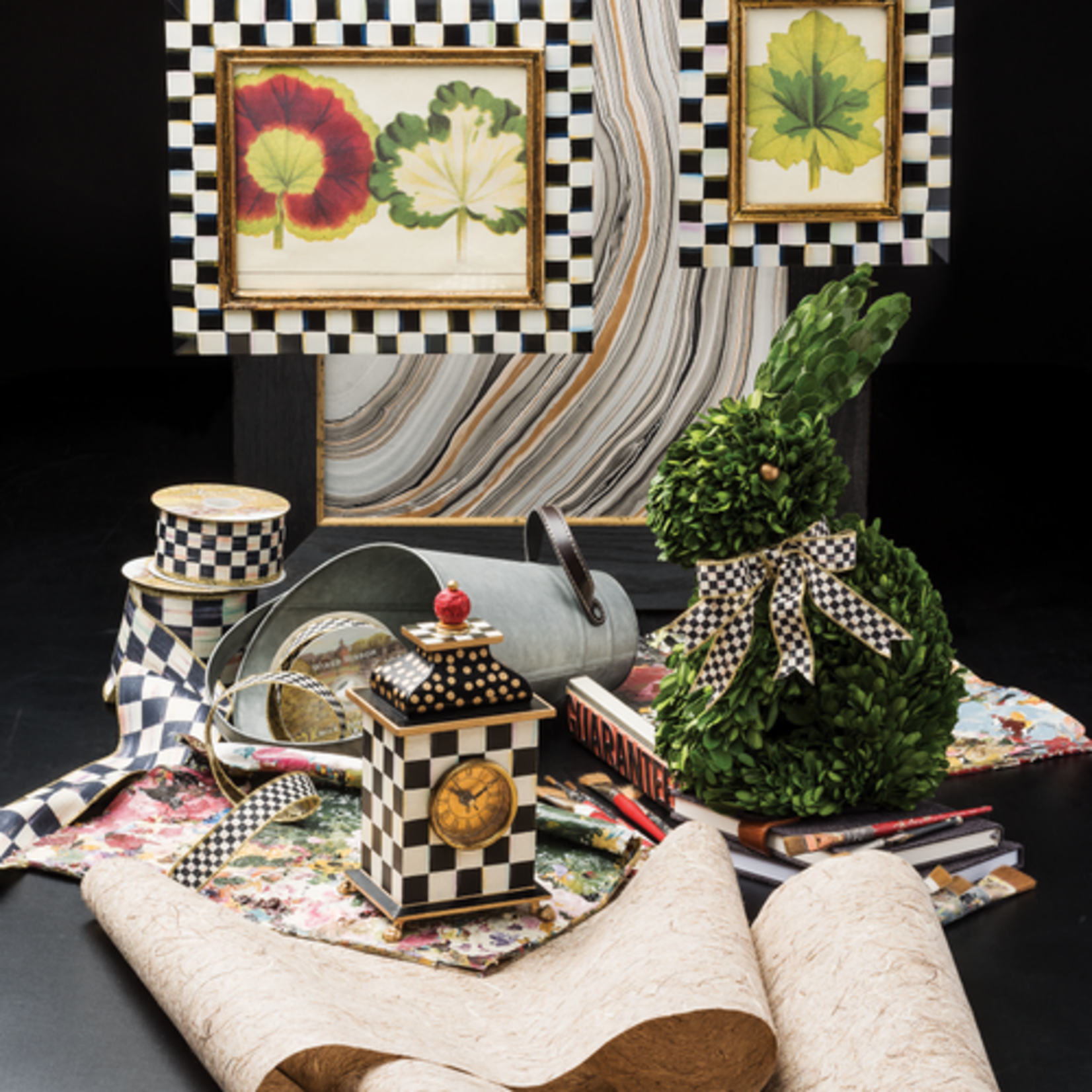 MacKenzie-Childs courtly check desk clock