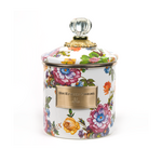 MacKenzie-Childs white flower market small canister