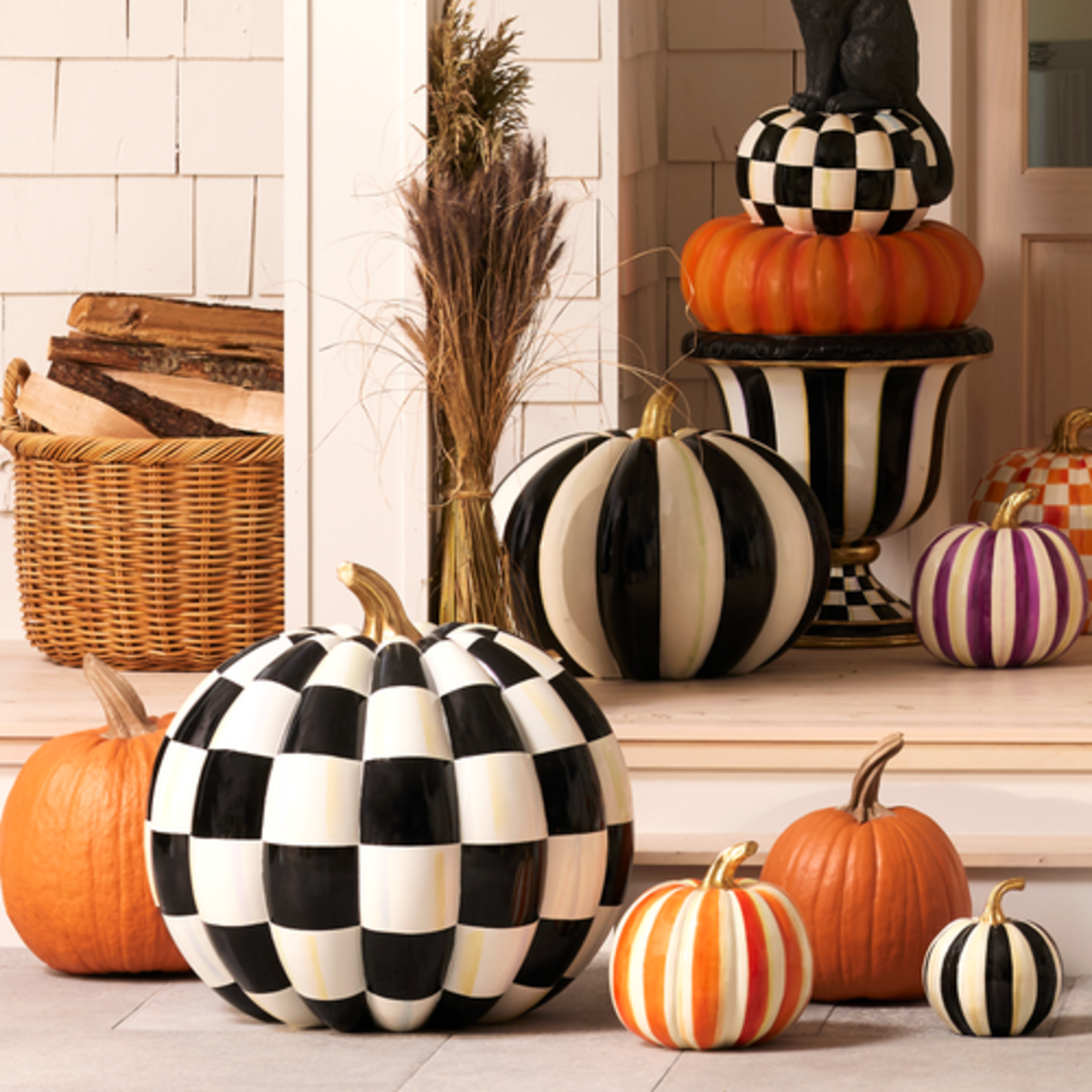 MacKenzie-Childs courtly check outdoor pumpkin