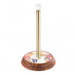 MacKenzie-Childs white flower market wood paper towel holder