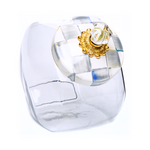 MacKenzie-Childs cookie jar with sterling check lid