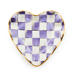 MacKenzie-Childs violet check fluted ceramic heart plate
