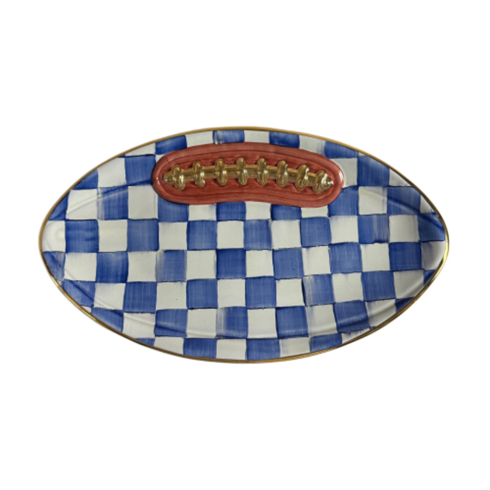 MacKenzie-Childs royal check ceramic football platter