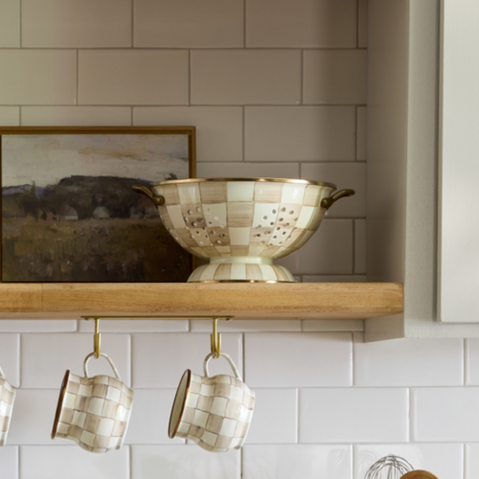 MacKenzie-Childs mocha check large colander